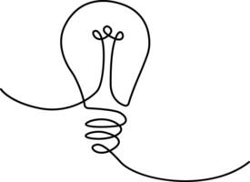 Continuous One line drawing light bulb symbol idea and creativity minimalism design vector