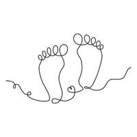 Continuous one line drawing of bare foot elegance leg in simple linear style sketch vector