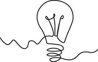 Continuous One line drawing light bulb symbol idea and creativity design vector
