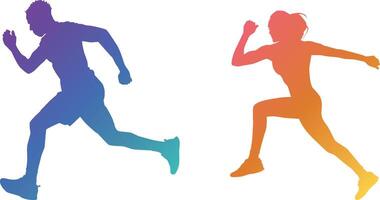 Silhouette of a running man and woman vector