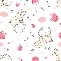 Seamless pattern with rabbits and Easter eggs vector