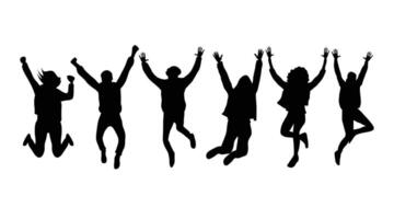Silhouette of young people jumping vector
