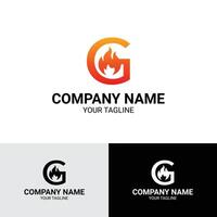 G letter gradient fire flame grill resto logo template vector