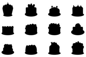 Silhouette of birthday cake. celebration flat illustration vector