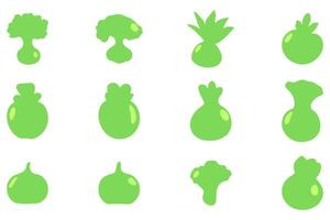 sencillo vegetal icono conjunto vector