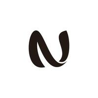 letter n 3d flat ribbon logo vector