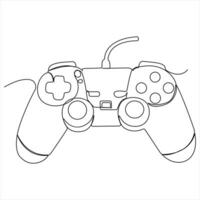 Single line continuous drawing of game controller joysticks or gamepads line art illustration vector