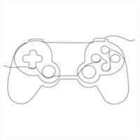 Single line continuous drawing of game controller joysticks or gamepads line art illustration vector