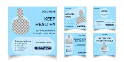 Healthcare medical banner and social media post template vector