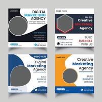 agencia de marketing digital publicación en redes sociales y plantilla de banner web vector