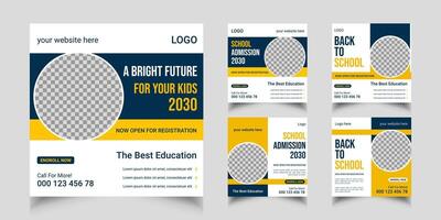 School admission social media post and web banner template vector