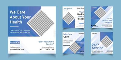 Healthcare medical banner and social media post template vector