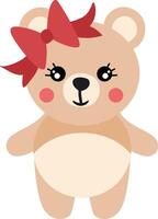 linda osito de peluche oso niña con arco vector