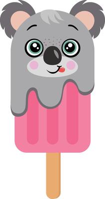 Funny koala ice cream on a stick