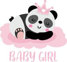 Cute princess panda baby girl vector
