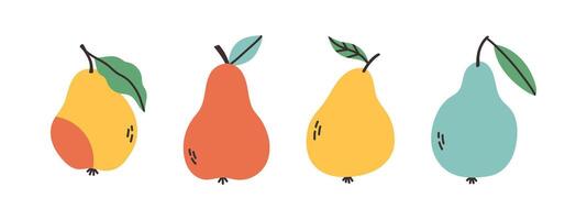 Set of abstract pear. Simple pear. Tropical fruit collection design for interior, poster, cover, banner. vector