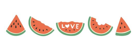 Set of abstract watermelon. Simple watermelon. Tropical fruit collection design for interior, poster, cover, banner. vector