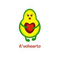 Avocado has a heart astonishment cute drawing cartoon vector