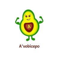 aguacate tiene bíceps verde ilustración gracioso diseño deportivo dibujos animados vector