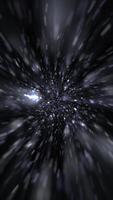 vertikal - kosmisk interstellär hyperspace rörelse bakgrund animation. flygande på varp hastighet genom lysande galax stjärnor och partiklar. Plats tunnel starburst explosion animation. video