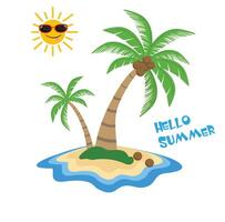 Coconut palm tree . Summer element. Hello summer concept. Cartoon flat isolated on white background vector