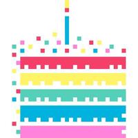 Cake cartoon icon in pixel style vector