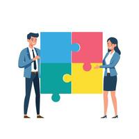 businessman teamwork with puzzle pieces vector