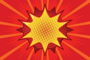 Modern red and crimson pop art background with halftone dots in comic style, vector