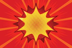 Modern red and crimson pop art background with halftone dots in comic style, vector