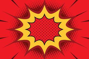 Modern red and crimson pop art background with halftone dots in comic style, vector