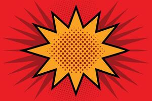 Modern red and crimson pop art background with halftone dots in comic style, vector