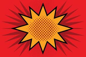 Modern red and crimson pop art background with halftone dots in comic style, vector