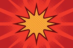 Modern red and crimson pop art background with halftone dots in comic style, vector