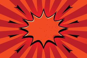 Modern red and crimson pop art background with halftone dots in comic style, vector