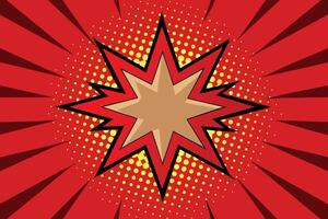 Modern red and crimson pop art background with halftone dots in comic style, vector