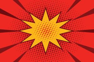 Modern red and crimson pop art background with halftone dots in comic style, vector