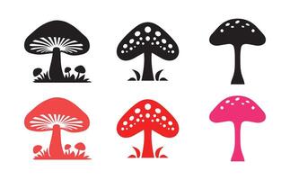Set of Mushroom icons. illustration in flat style vector