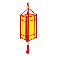 Chinese red paper lantern, reminiscent of cultural richness and festive atmosphere. A festive festival for good luck. Elongated rectangular with red threads. The moon festival. isolated vector