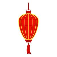 Chinese red paper lantern, reminiscent of cultural richness and festive atmosphere. Festive festival for good luck. Moon festival, elongated semicircular and decorative purposes. isolated vector