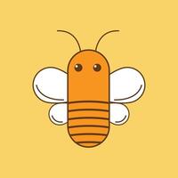 cute bee with yellow background vector
