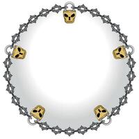 design Circle with chains and padlock for dungeon and dungeons, skull shaped padlock with cutting chains vector