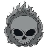 Skull design in cartoon style engulfed in fire vector