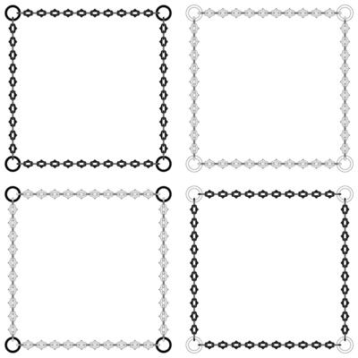design of photo frame with cutting chains, square shape dungeon style chain