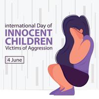 illustration graphic of girl cries and covers her face, perfect for international day, innocent children, victims of aggression, celebrate, greeting card, etc. vector