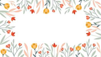 Abstract flower background design floral border frame vector