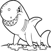 Funny shark coloring pages. Shark outline for coloring book vector