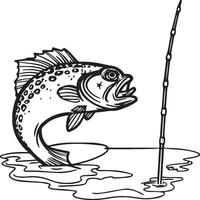 Fishing coloring pages. Fishing outline for coloring book vector