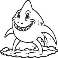 Funny shark coloring pages. Shark outline for coloring book vector