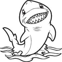 Funny shark coloring pages. Shark outline for coloring book vector