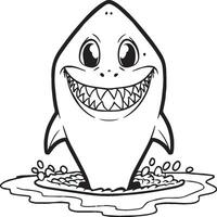 Funny shark coloring pages. Shark outline for coloring book vector